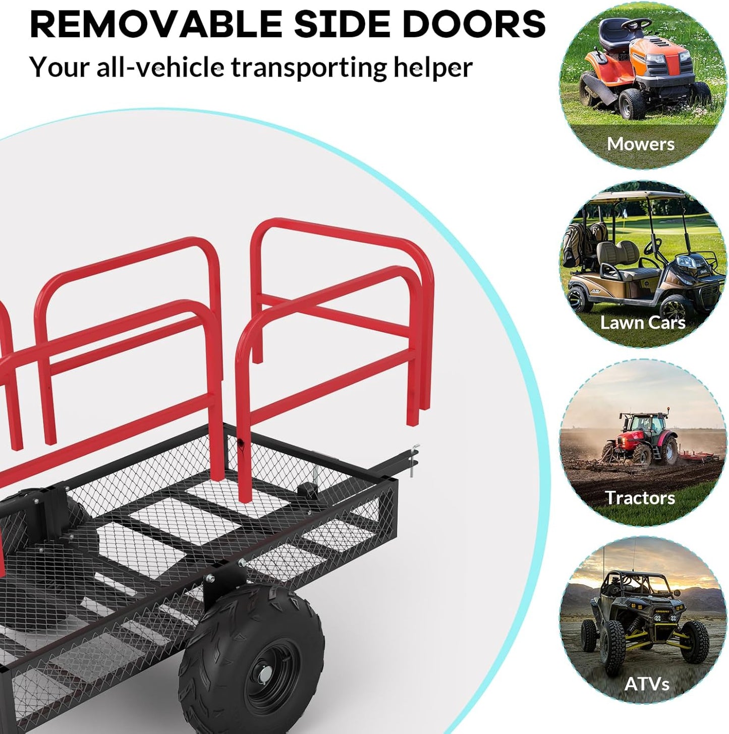 1700 LBS Steel ATV UTV Trailer Tow Behind Dump Cart, Heavy Duty Pull Behind Utility Dump Trailer for Lawn Mower Trailer Tractor Garden Yard with Removable Rear Panel