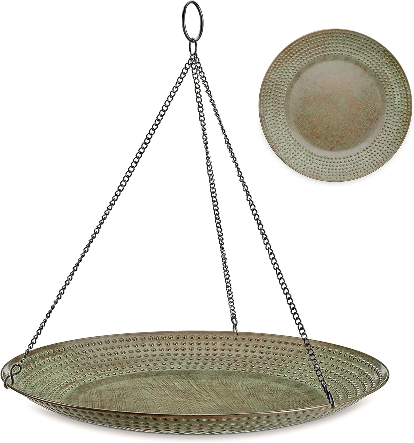 Good Directions Hanging Blue Verde Copper Bird Bath for Outside Backyard, Outdoor, Patio, Garden, Birdbath Feeder Gift for Bird Lovers Watchers, Large 18" Blue Verde Copper