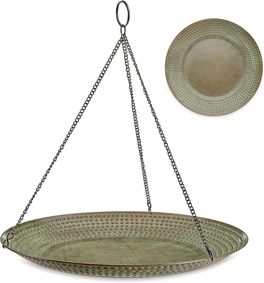 Good Directions Hanging Blue Verde Copper Bird Bath for Outside Backyard, Outdoor, Patio, Garden, Birdbath Feeder Gift for Bird Lovers Watchers, Large 18" Blue Verde Copper