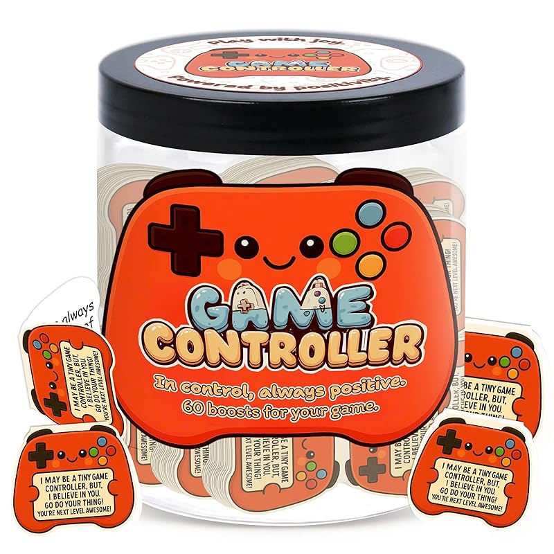 Positive Game Controller Jar With 60 Affirmation Cards – Gamer Gifts For Teen Boys, Emotional Support Game Controller, Husband - Dad Birthday Gift, Game Controller Gift For Son