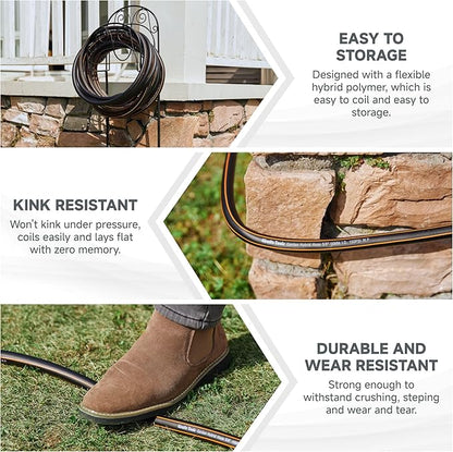 Giraffe Tools Leader Hose 8ft x 5/8", Custom Length, Heavy Duty, No Kink, Flexible, Rubber Garden Hose, Leakproof Water Hose with Female to Female Fittings, 600 Burst PSI