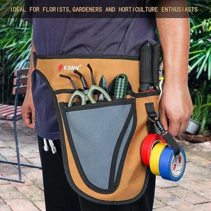 KUNN Garden Tool Waist Belt - 4 Deep Pockets Tool Apron for Women Men,Utility Pouch for Gardening,Electrican,Florists,Plumbing