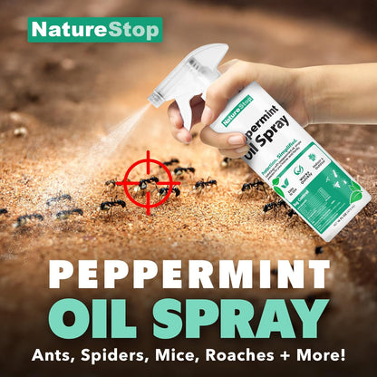Peppermint Oil Insect Repellent Spray, Bug Deterrent for Indoor & Outdoor Use, 16 oz (475mL)