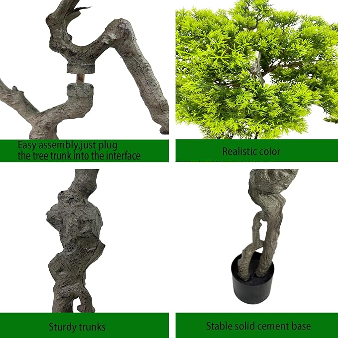 3.5ft（43in） Artificial Bonsai Tree Juniper Faux Plants Indoor Big Fake Plants Decor with Ceramic Pots for Home Table Office Desk Bathroom Shelf Bedroom Living Room Farmhouse Decorations