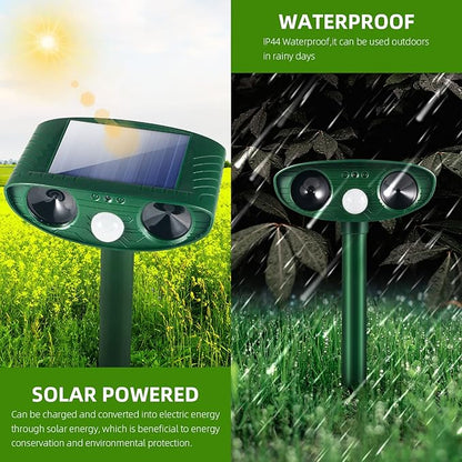 4 Pack Solar Animal Repellent Ultrasonic Deer Repellent Devices Cat Deterrent Outdoor Waterproof with Motion Sensor Solar Animal Repeller for Squirrel,Dog,Raccoon,Skunk,Rabbit for Yard Garden