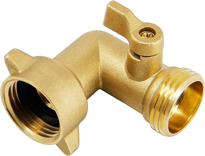 Twinkle Star 90 Degree Garden Hose Elbow with Shut Off Valve 2 Pack, 3/4" Heavy Duty Hose Adapter with 2 O-rings, Solid Brass Gooseneck Garden Hose Connector