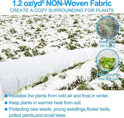 10ft x 50ft Plant Covers Freeze Protection, 1.2oz Frost Blankets Floating Row Cover for Plants Frost Protection Covers Garden Winter Frost Pests Protection,White
