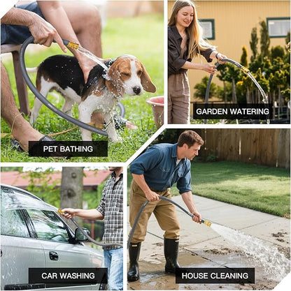 Garden Hose 5/8" x 50ft - No-Kink Flexible Water Hose 600 PSI Burst Pressure, Lightweight & Durable for Yard, Car Wash, Pets Gray