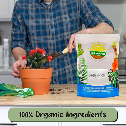 Christmas Cactus Potting Soil Mix (4 Quarts), Custom Blend for Xmas, Easter, and Thanksgiving Cactus Tropical Indoor Houseplants