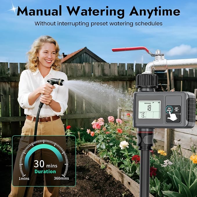 Insoma Water Timer, 1 Zone Outdoor Hose Timer for Garden Faucet with Auto/Manual/Rain Delay Mode, Sprinkler Irrigation Timers for Yard Lawn