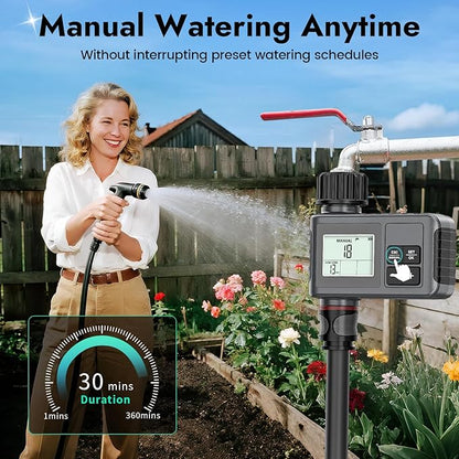 Insoma Water Timer, 1 Zone Outdoor Hose Timer for Garden Faucet with Auto/Manual/Rain Delay Mode, Sprinkler Irrigation Timers for Yard Lawn
