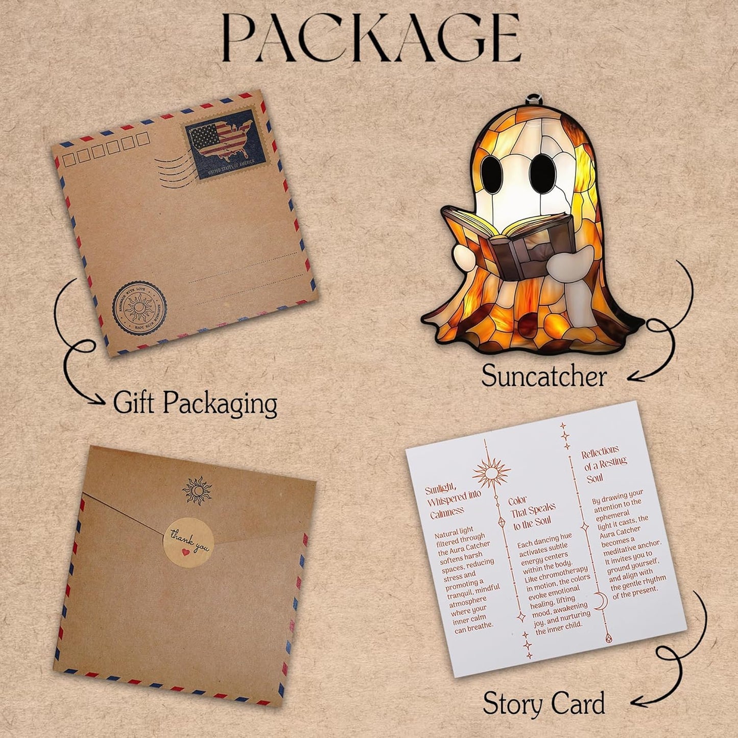 Spooky Cute Ghost Acrylic Suncatcher Stained Glass Effect Window Car Hanging Christmas Ornament Indoor Outdoor Decor Garden Sun Catcher Panel for Halloween Lover for Women Mom Grandma