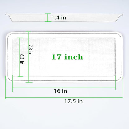 2 Pack of Plastic Plant Tray Saucer Rectangular 17 18 inch, Pot Trays Saucers for Indoors Outdoor, Plant Water Drip Tray for Flower, Windowsill Planter Trays (7.8 X 17.5'', Cream White)