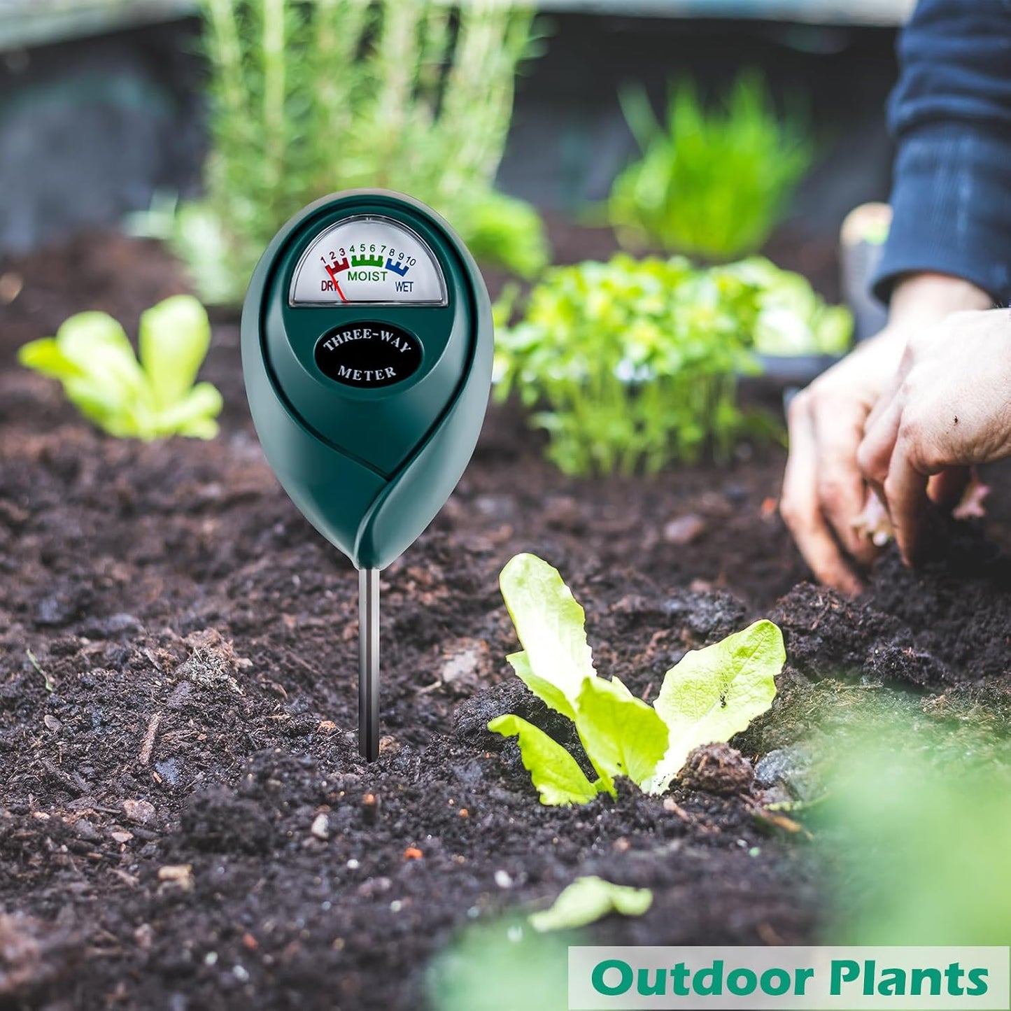 Tennedriv Green Long Probe Soil Moisture Meter for Outdoor Plants, Plant Water Meter for Outdoor Plants,Plant Moisture Meter for Indoor Plants and Outdoor Plants, No Batteries Required