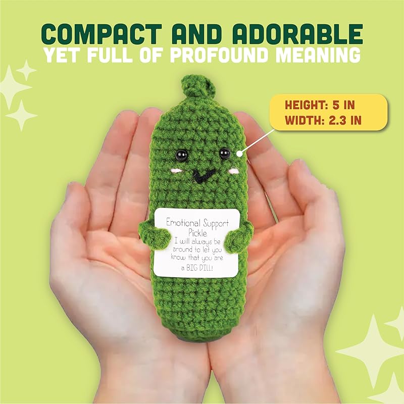 Positive Pickle Cards - Crochet Jar, Affirmation Cards For Women - Teens, Pickle Gifts, Emotional Support Crochet, Gifts For Women, Teens, Friends