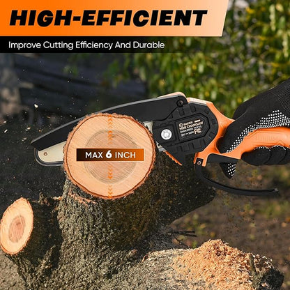 Saker Mini Chainsaw|6 Inch Chainsaws[2025 Upgraded]|Mini Cordless Electric Chain Saw|Small Handheld Portable Chain Saws Battery Powered Saws for Tree Trimmer and Garden,Christmas Gifts