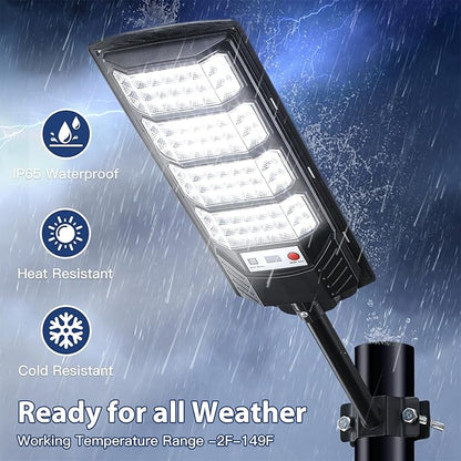 4 Pack Solar Street Lights Outdoor Waterproof, 20000LM 6500K LED Motion Sensor Lights, Dusk to Dawn Solar Flood Lights with Remote,Parking Lot Light,Commercial Area Lighting for Outside