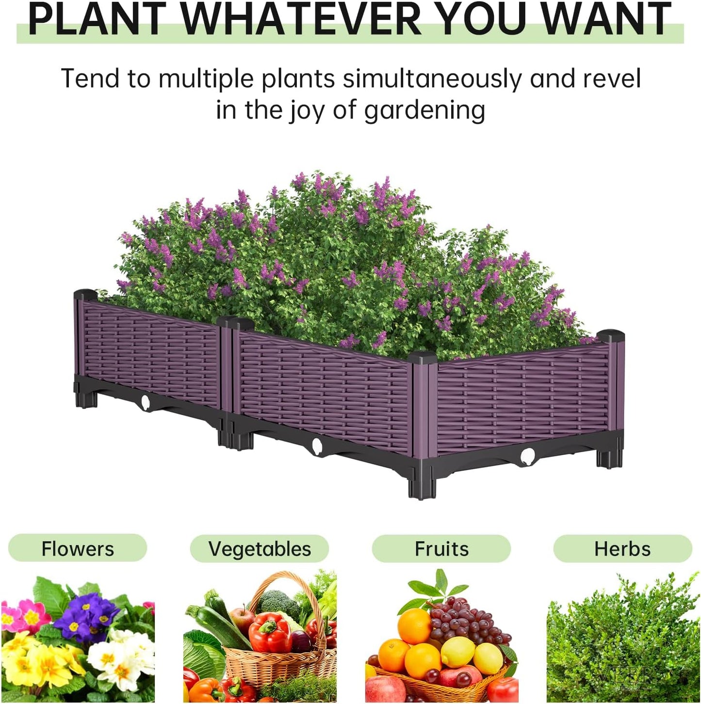 Raised Garden Bed Garden Planter Box with Drainage Holes, Plastic Raised Beds for Gardening Vegetables Herb Flowers,Garden Beds Outdoor for Garden Patio Deck Balcony
