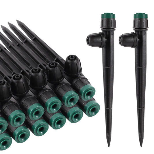 40Pcs Drip Irrigation Emitters Sprayers for 1/4" Tubing, Adjustable 360 Degree Water Flow Sprayers on 5.5" Arrow Stake for Garden Irrigation Watering System