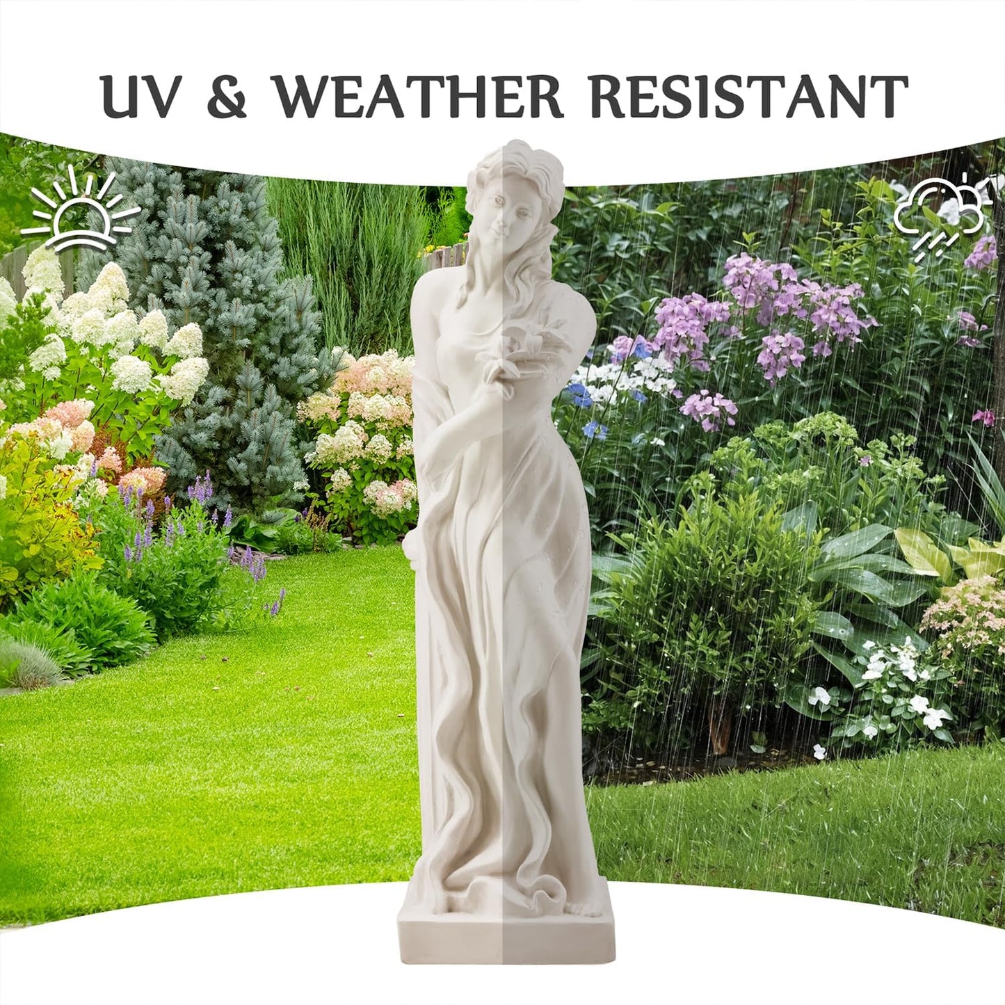 Nymph Garden Statue Large, 51" H Goddess of Spring Flowers Roman Style Sculpture Decoration, Outdoor Statue for Patio Lawn Porch Decor