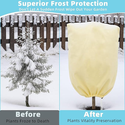 Plant Covers Freeze Protection 2 Pack 47.2”*70.8” with Zipper and Drawstring Frost Cloths for Outdoor Garden Plants Tree Potted Winter Cold Weather
