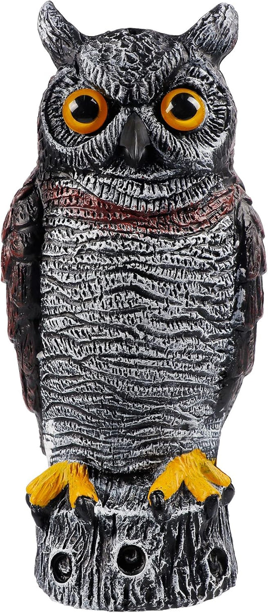 Hausse Fake Owl Decoy Bird Scarecrow Sculpture, 13.6 Inch Plastic Horned Owl Bird Deterrents, Garden Protectors, Nature Enemy Pest Repellent for Outdoor Garden Yard