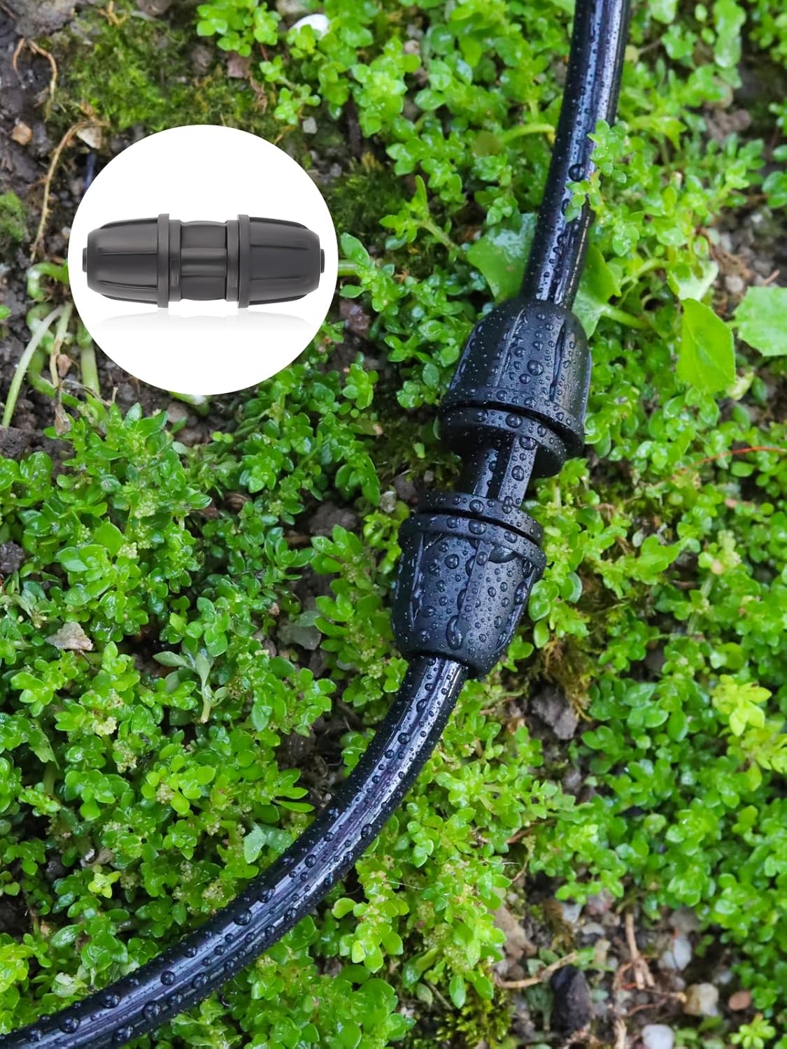 Kalolary 30PCS Drip Irrigation Fittings 1/4" Irrigation Tubing Coupling Lock Barbed Coupling for Drip Irrigation Tubing Anti-Drop Irrigation Coupling for Garden Drip Irrigation Parts