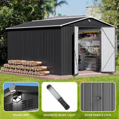 10x14 FT Outdoor Storage Shed,Metal Tool Sheds,Waterproof Outside Storage Shed,Large Storage Building with Lockable Door