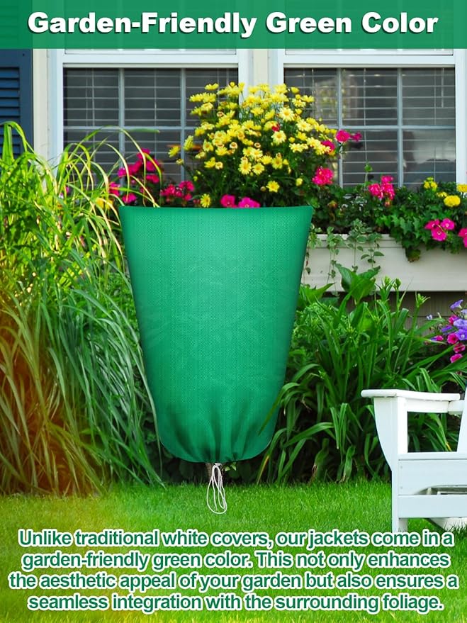 Abimars Thicker Plant Covers Freeze Protection Jacket 2.36 oz/yd², 2.5'x4' Reusable Winter Plant Covers with Drawstring & Zipper, 2 Pack Light, Porous Fabric for Plant Breathing
