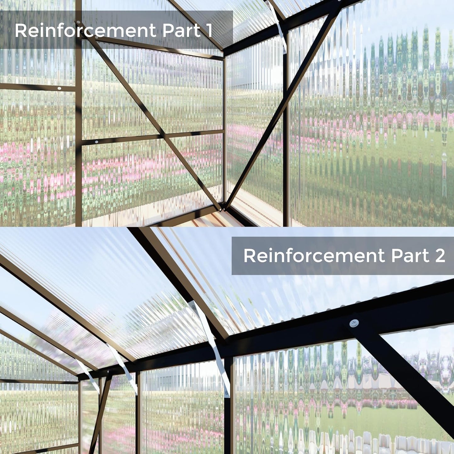 8x10 FT Greenhouses for Outdoors, Polycarbonate Greenhouse with PC Panels, Greenhouses for Outdoors for Yard, Garden, Hobby, Dark Grey