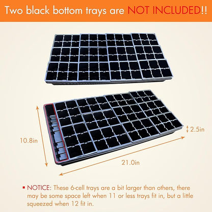 Gardzen 120 Pack 6-Cell Seed Starting Tray for Seedlings, Plant Starter Trays with Drainage Holes for Seed Germination, 5.4x3.7 inches, Black