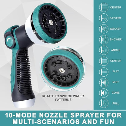 100FT Garden Hose, 304 Stainless Steel Water Hose, Flexible with a 10-Mode Nozzle Sprayer, No Kink, Lightweight, Puncture Proof, Ideal for Yard, Lawn, Outdoor