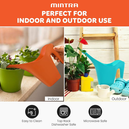 Mintra 1/2 Gallon Plant Watering Can, Indoor Outdoor Water Can for Plants, Long Spout Plastic Water Pitcher for Watering Flower Succulent, Durable and Lightweight, 2L/68 oz, 1 Pack, Lime Green