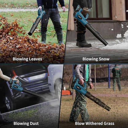 Leaf Blower, 21V Cordless Electric Blower with 2 2.0Ah Batteries and 1 Hour Fast Charger, Lightweight Leaf Blower for Patio Cleaning, Lawn Care, Blowing Fallen Leaves and Dust, etc.