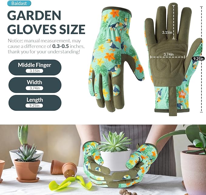 Baidast Gardening Gloves for Women Garden Gloves for Womens Thorn Proof for Women's Gifts Digging Planting Pruning Weeding(Teal)