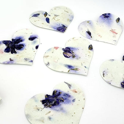 Heart Seed Paper – 50pcs Large Purple Plantable Wildflower, Writable & Plantable Gift for Moms, Plant Lover, & Teachers, Ideal for Weddings, Baby Shower, Memorial, & Celebrations