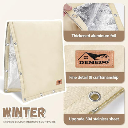 Backflow Preventer Insulation Cover - 2 Way Opening Pipe Insulation Cover for Irrigation Valve, Sprinkler Cover for Outside - Winter Freeze Protection Backflow Cover - 24" W x 24" H, Beige