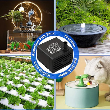 80GPH 2Packs Mini Submersible Water Pump, Small Fountain Pump for Ponds, Aquariums, Fish Tanks, Tabletop Fountains, Pet Fountains, Water Features