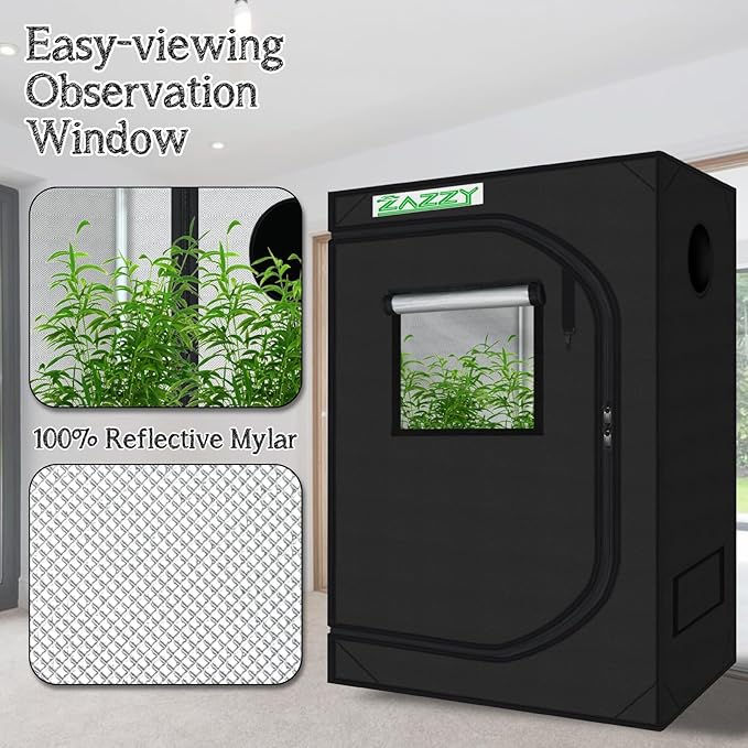 zazzy Tent for Plants Indoor, 48"x24"x60" Grow Tents Plant Tent 600D Mylar Reflective Grow Tent for Hydroponics Indoor Growing 4x2
