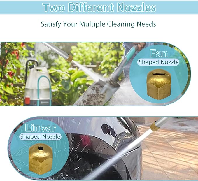 Upgraded Jet Nozzle Pressure Washer Wand for Garden Hose with 2 Different Nozzles and Hose Quick Connectors, Jet High Pressure Washer Tools for Tackling Tough Grime And Dirt with Ease