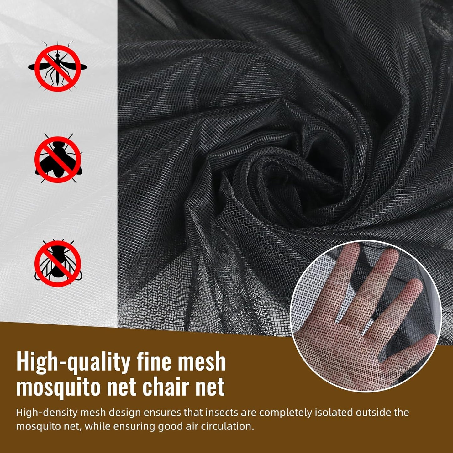 Mosquito Net for Outdoor Canopy Chair, 63"*35"*32", Bug Barrier Mosquitos Mesh Tent with 2 Zipper Opening, Waterproof Roof for Fishing Camping Chairs Outdoors, Not Included Chair