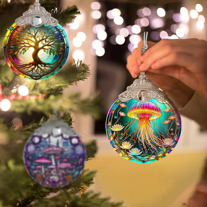 Stained Glass Suncatcher, Jellyfish Ornament for Christmas Tree, Holidays Decor, Home Decoration and Gifts