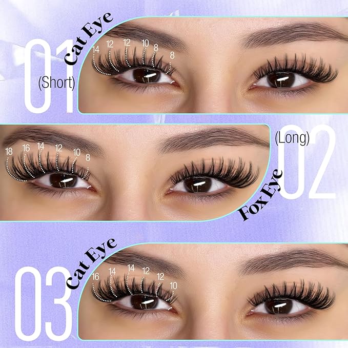 Flaunt Lash Clusters Wispy Cluster Eyelash Extensions 8-18mm Eyelash Clusters C Curl Individual Lashes 144pcs Waterproof Cluster Lashes with Soft Thin Band DIY Lash Extension by Yawamica