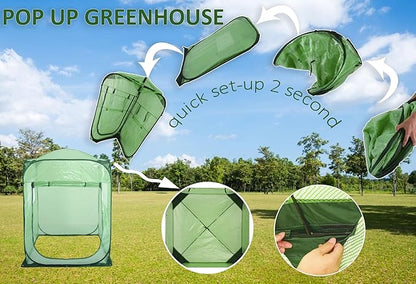 Porayhut Pop Up Greenhouse Tent,Portable X-Large Walk-in Flower House ,Indoor Outdoor Gardening Plant Sunshine Room with PE Mesh Cloth Cover for Protecting Plant from Cold Frost & Birds