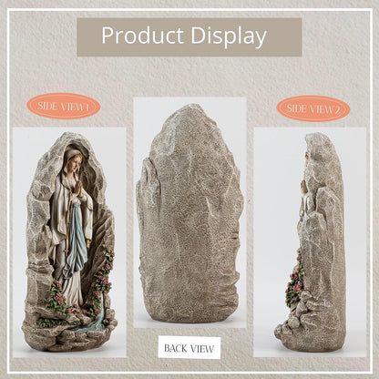 Our Lady of Lourdes Statue - 18 Inches Virgin Mary Statue Catholic Garden Decor, Our Lady of Lourdes Grotto Sculpture for Home Yard Patio Lawn Hallway Decor
