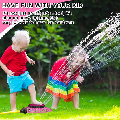 2 Pcs Lawn Sprinkler with Metal Decorative Base 8 Pattern Stationary Water Sprinkler Automatic Turret Pattern Sprinkler for Watering Yard, Lawns, Garden, Odd Shaped Areas (Pink)