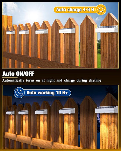 Solar Fence Lights 8 Pack, 50 Lumens Outdoor Fence Solar Lights with 12 Modes RGB Color Glow LED Solar Lights Outdoor Waterproof for Patio, Backyard, Deck, Fence, Railing. （White Shell）