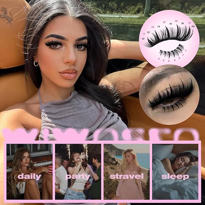 wiwoseo Spikes Lash Clusters with Bottom Lash Clusters Volume Individual Lashes Cluster Eyelash Extensions Wispy Eyelash Clusters Lash Spikes Manga Cluster Lashes with Spikes (5-21MM)