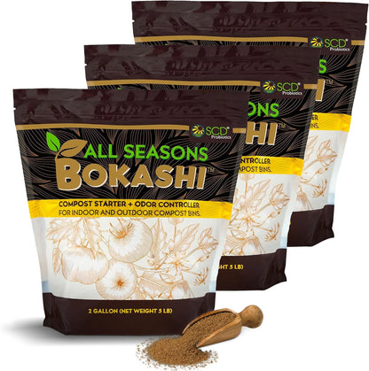 All Seasons Bokashi Compost Starter - Dry Bokashi Bran for Kitchen Compost Bin - Compost Food & Pet Waste Quickly & Easily with Low Odor by SCD Probiotics (16.5 lb)