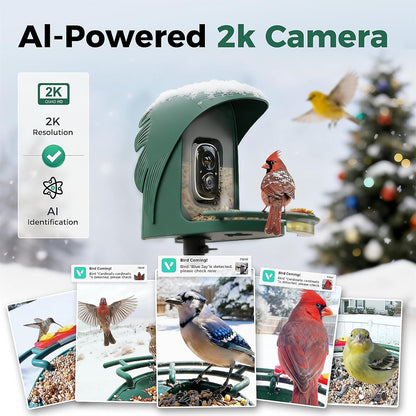 PerchMe® 2025 New AI Bird Feeder with Camera Solar Powered -2K HD Live View,Smart Bird House Camera Wireless Outdoor,DIY Add-ons,Pefect Birding Gift for Parents & Families